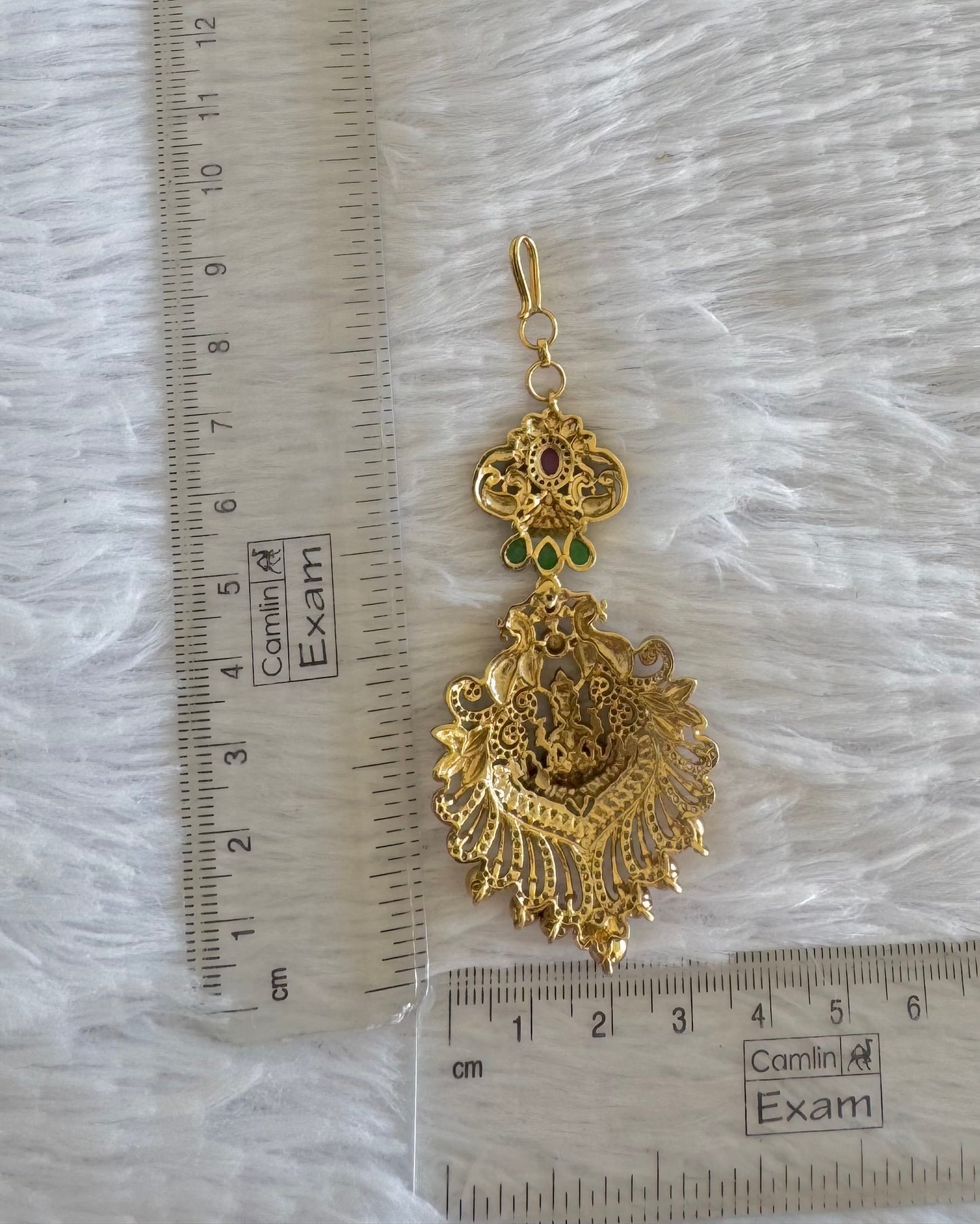 Antique gold tone lakshmi peacock tikka dj-52056