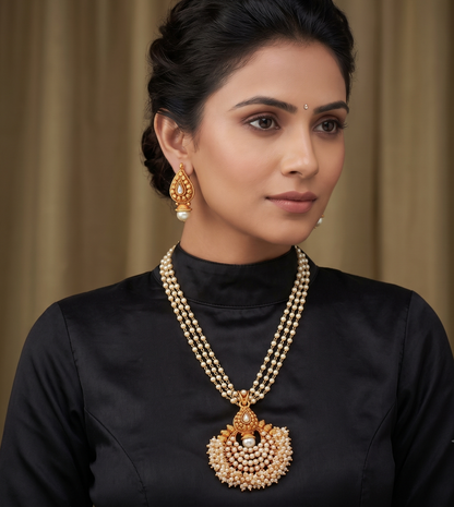 Beautiful Antique Pearl Mango Bali Necklace Set-dj08924