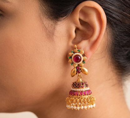 Beautiful Antique Kemp-green Jhumkka -dj08949