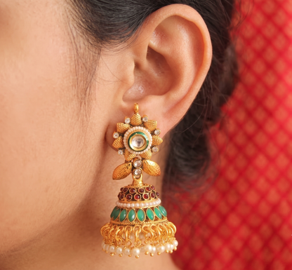 Beautiful Antique Maroon-green Jhumkka -dj08951