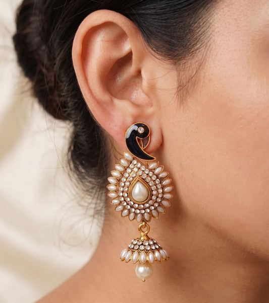 Beautiful Antique Pearl Peacock Jhumkka-dj08965