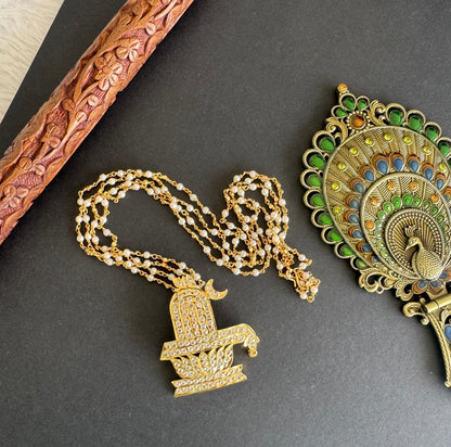 Gold tone 24 inches chain with AD shiva lingam pendant dj-52223