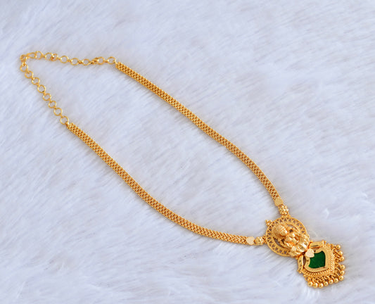 Gold tone kerala style lakshmi green palakka necklace dj-53081