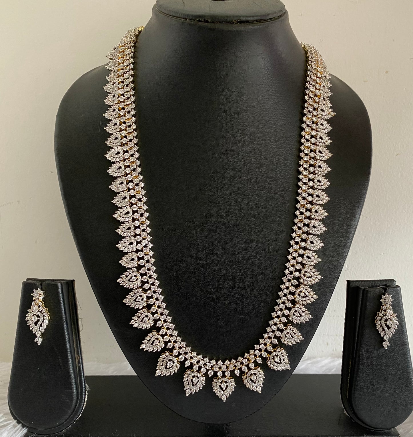 Two tone cz white stone mango haar set dj-54351