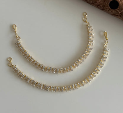 Two tone cz white stone ear side chain dj-51361