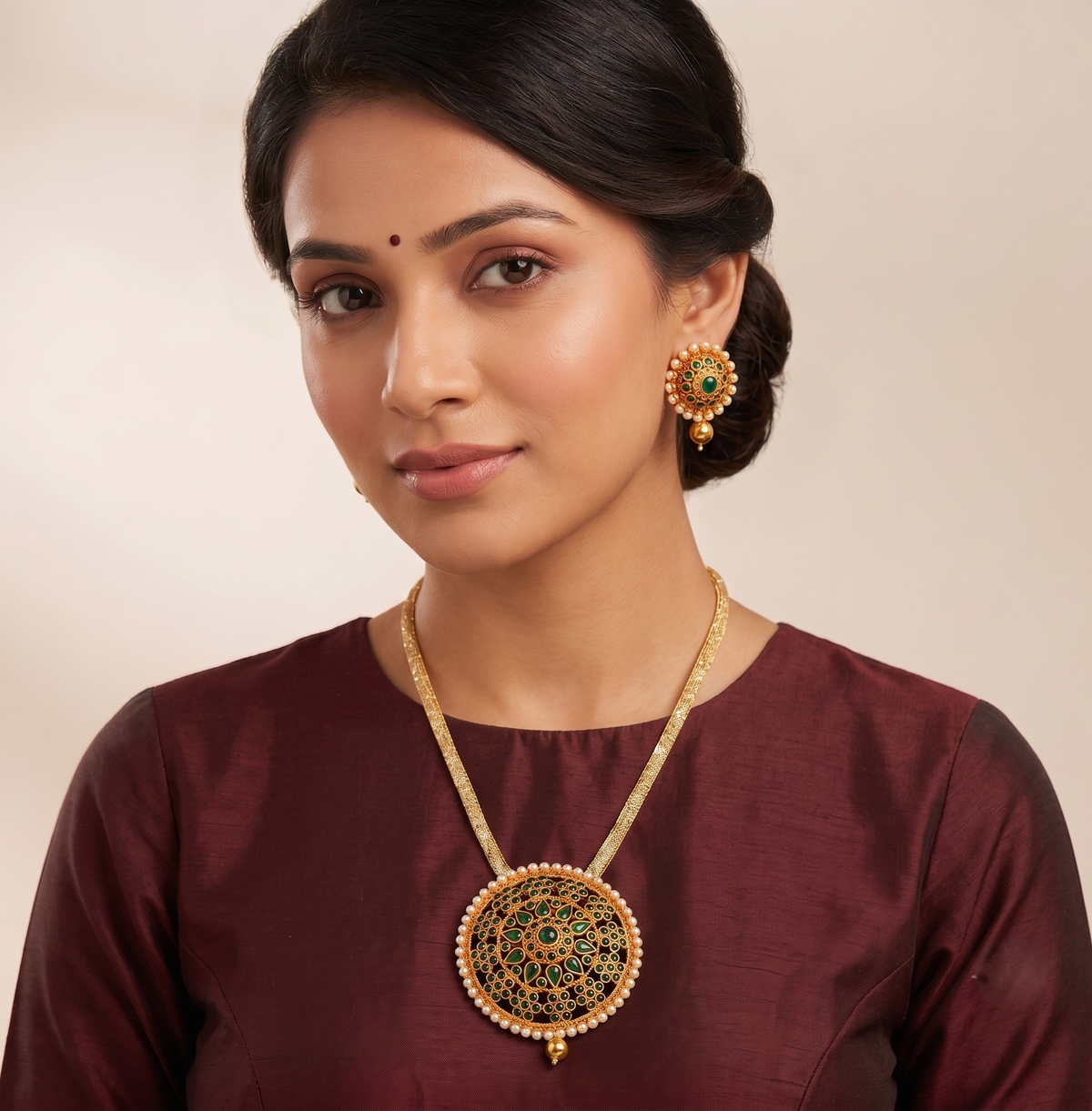 Antique Green round Necklace Set -dj09087