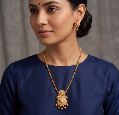 Antique Pearl Designer Necklace Set -dj09094