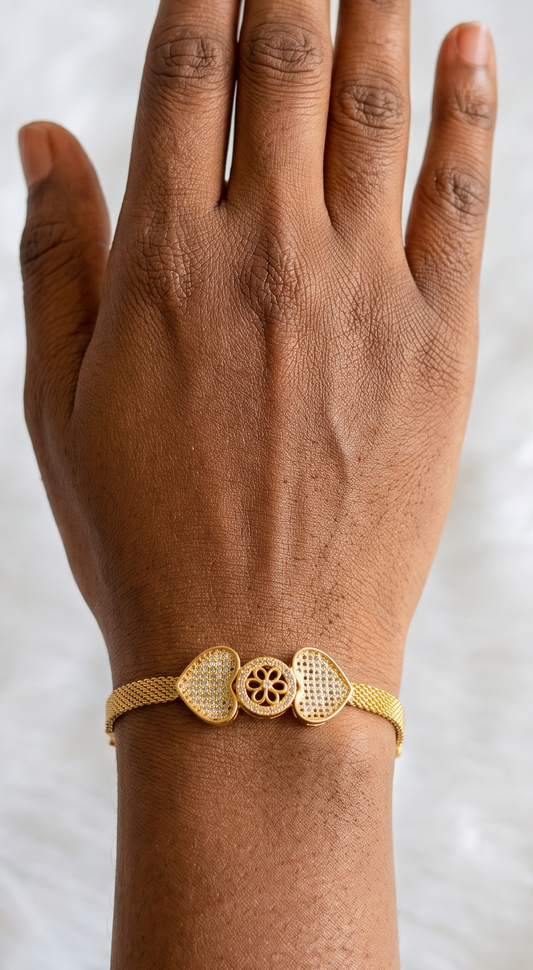 Gold tone cz heart bracelet dj-09121