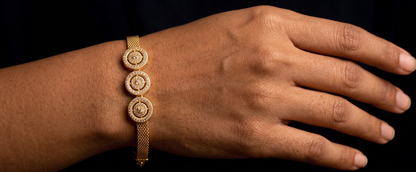 Gold tone cz round bracelet dj-09125