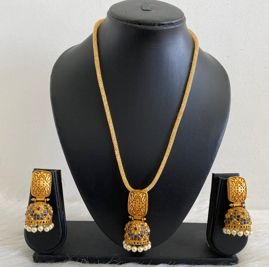 Matte Finish Black Jhumkka Pendant Set-dj09141