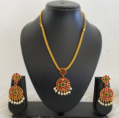 Gold tone kemp-green necklace set dj-09153