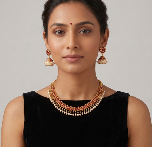 Gold tone kemp necklace set dj-09154