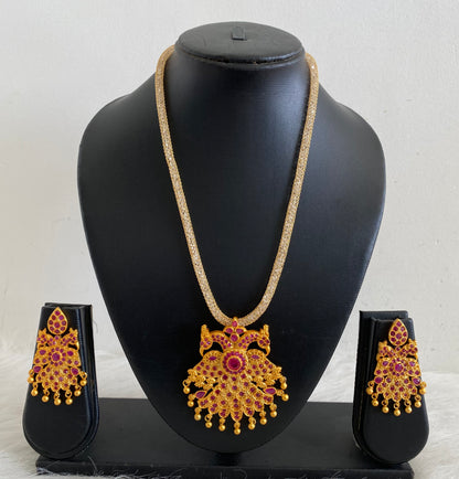 Matte Finish Ruby Peacock Necklace Set-dj09414