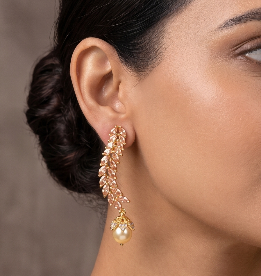 Gold party wear designer  earrings dj-09425