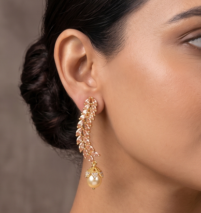 Gold party wear designer  earrings dj-09425