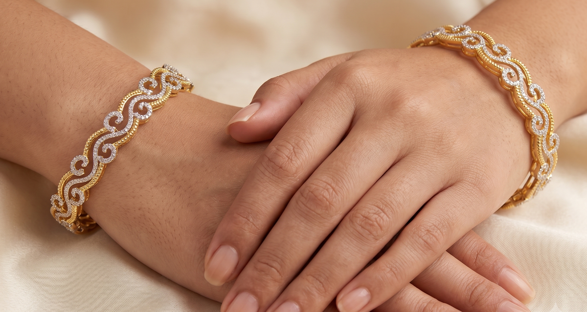 Two tone cz bangles (2.6) dj-09602