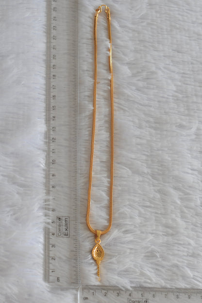 Gold tone 18 inches chain with pink-white stone vel pendant dj-51903