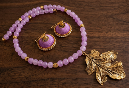 Beautiful Antique Handmade Purple Designer Necklace Set -dj09635