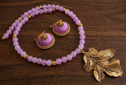 Beautiful Antique Handmade Purple Designer Necklace Set -dj09635