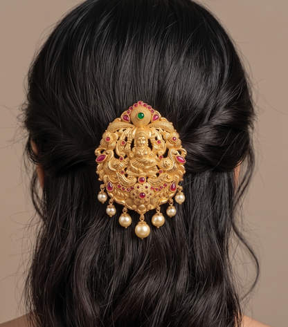 Gold Tone Kemp-green Lakshmi Hair Jewel-dj09688
