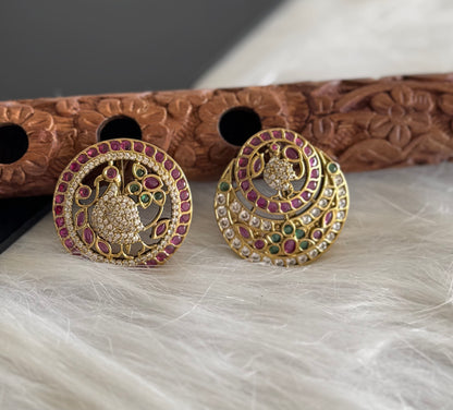 Antique gold tone cz kemp-green swan sun moon hair jewel- Dj-51351