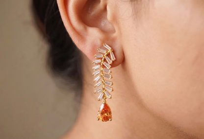 Gold tone Cz-gold stone Earrings dj09830
