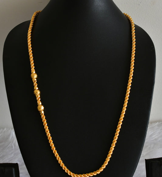Gold tone 24 inches rope ball mugappu chain dj-51901