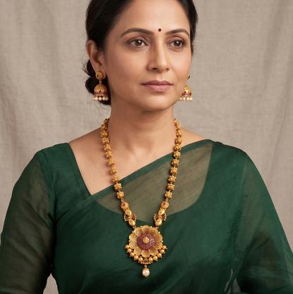Matte Finish Ruby-emerald Royal Peacock Haar Set dj-09945