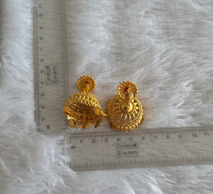 Gold tone coral elakka jhumkka dj-52151
