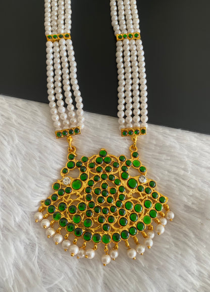 Gold tone green pearl haar set dj-52929
