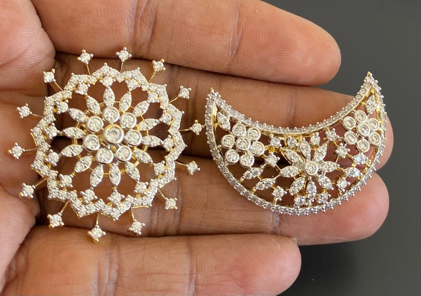 Two tone AD  flower sun moon hair jewel dj-53647