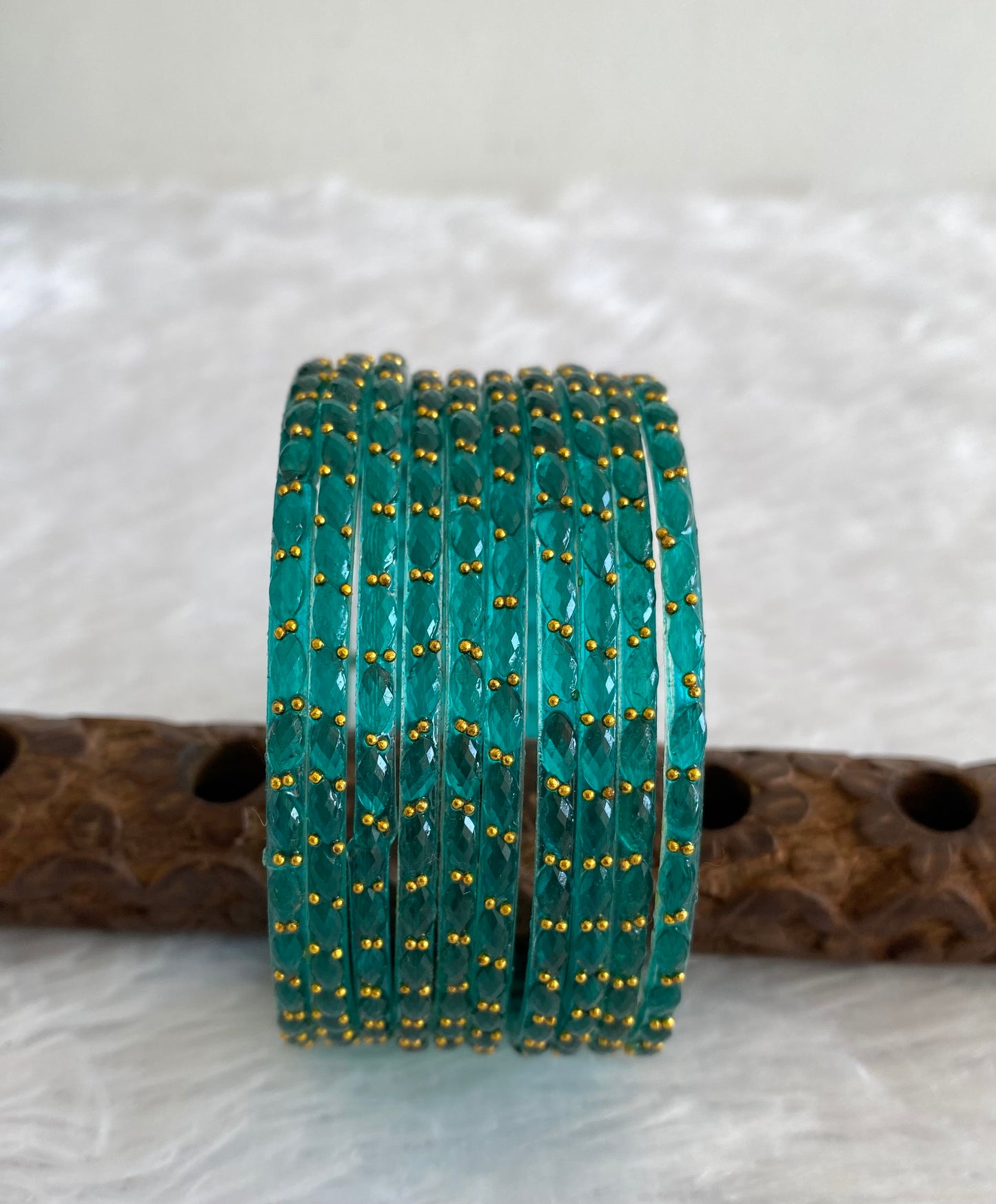 Set of 10 dark green glass bangles(2.10) dj-52848