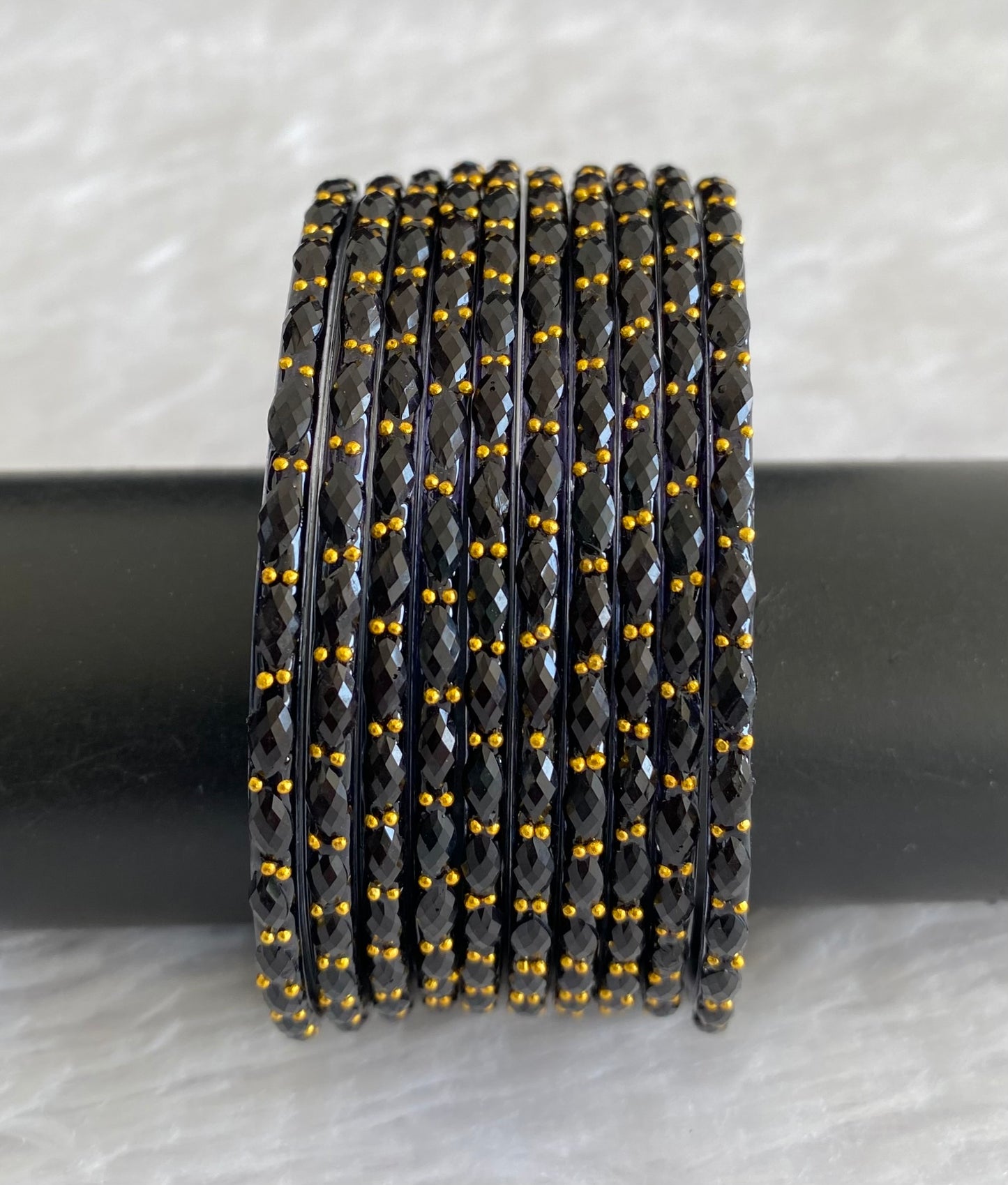 Set of 10 black glass bangles(2.10) dj-52875