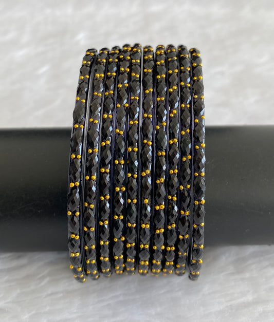 Set of 10 black glass bangles(2.10) dj-52875