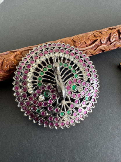 Black finish precious kemp-green peacock peacock round rakodi(hair jewel) dj-52011