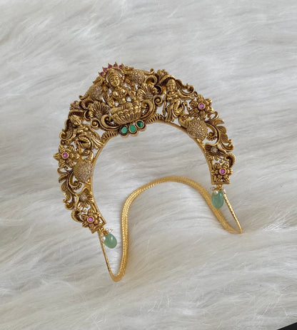 Antique gold tone cz white-kemp-gree lakshmi peacock vanki/bajuband dj-54470