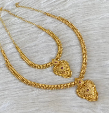 Gold tone ruby stone heart combo set dj-54279