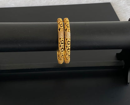 Gold tone white stone set of 2 Bangles (2.4) dj-38348