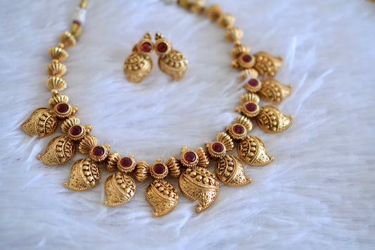 Antique gold tone kemp nakshi mango necklace set dj-52737