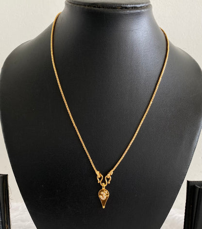 Gold tone 18 inches chain with cz om elakka pendant dj-54392