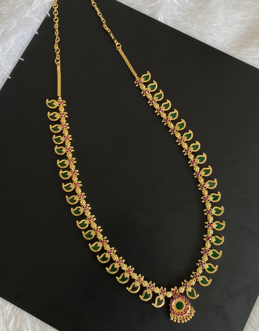 Gold tone Pink-green Kerala Style Mango Haar DJ21144