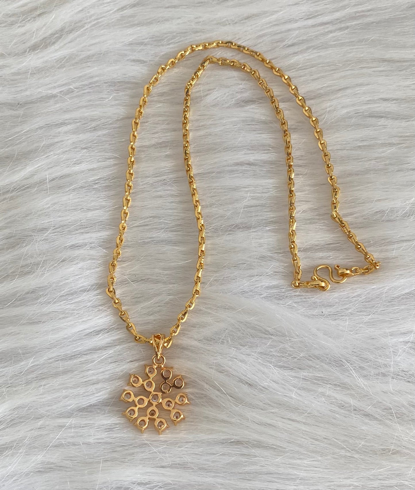 Gold tone 18 inches chain with white stone pendant dj-53862