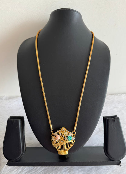 Gold tone 24 inches chain with flower pot pendant dj-52220