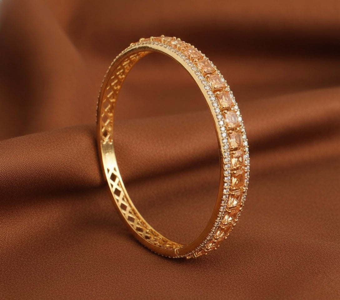 Gold tone Gold square stone bracelet -dj17525
