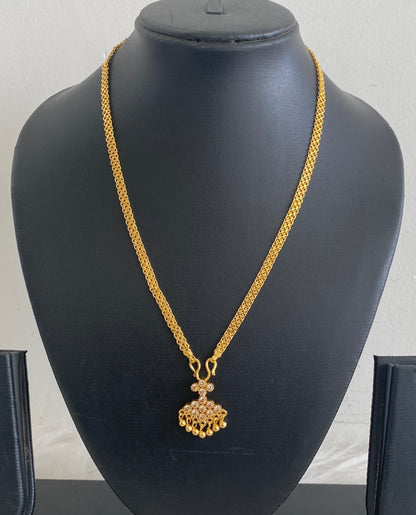 Gold tone 18 inches chain with white stone pathakkam pendant dj-54905