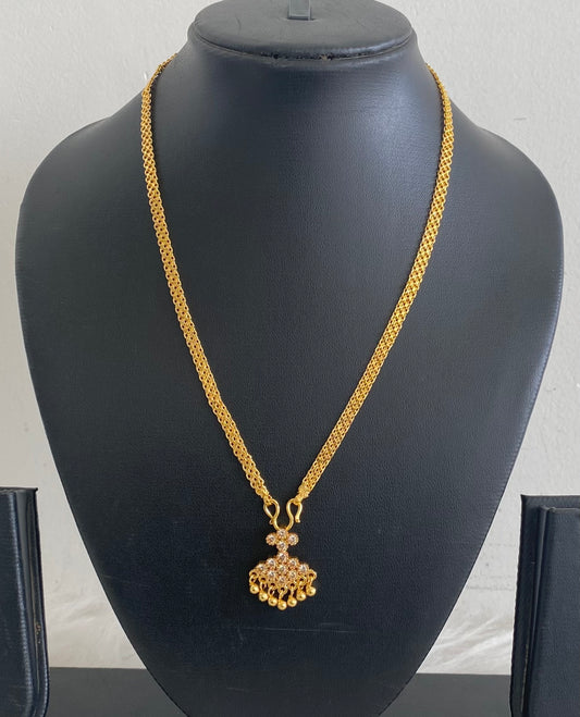 Gold tone 18 inches chain with white stone pathakkam pendant dj-54905