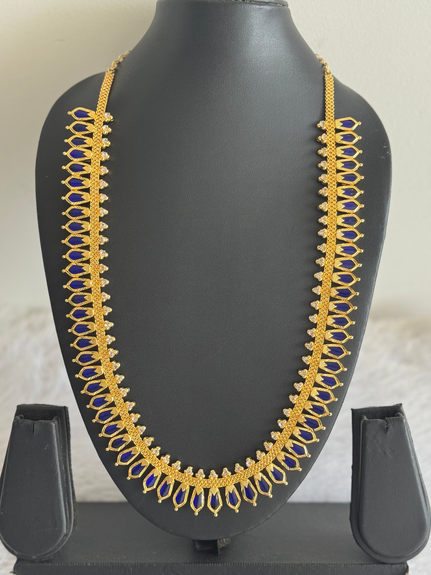 Gold tone blue kerala style nagapadam haar dj-51622