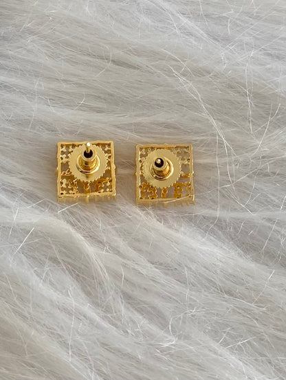 Gold tone cz white stone small stud/earrings dj-54633
