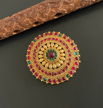 Antique gold tone kemp-green round  hair jewel(rakodi)dj-53611