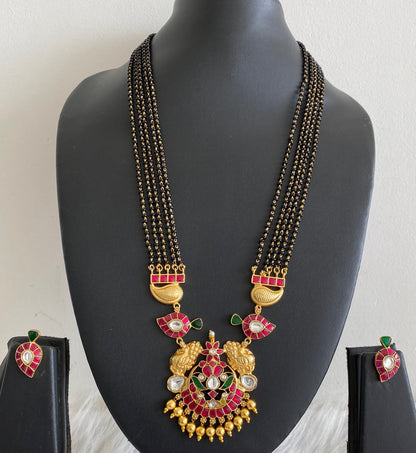 Antique gold tone peacock  mango kundan jadau mangalsutra set dj-54178